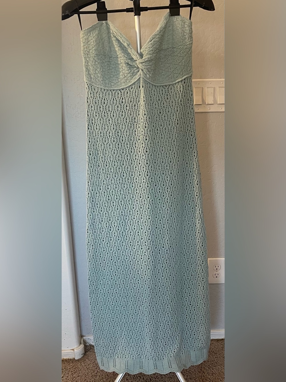 Forever 21 Light Sage Crochet Maxi Dress